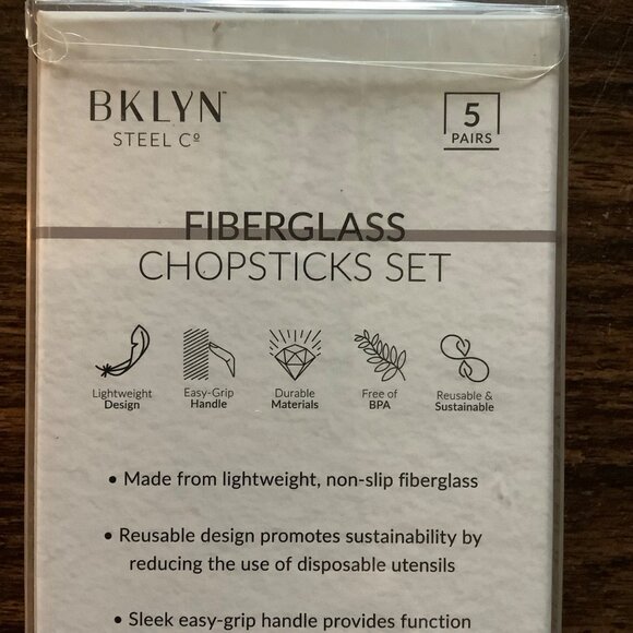 BKLYN Steel Co. 5 Pairs Fiberglass Chopsticks Set Lightweight Reusable Black NEW - Picture 4 of 7